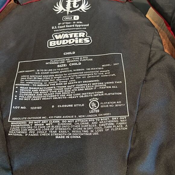 Life jacket for a child 20-25 inch chest 30-50 lbs full throttle brand. - Picture 6 of 6